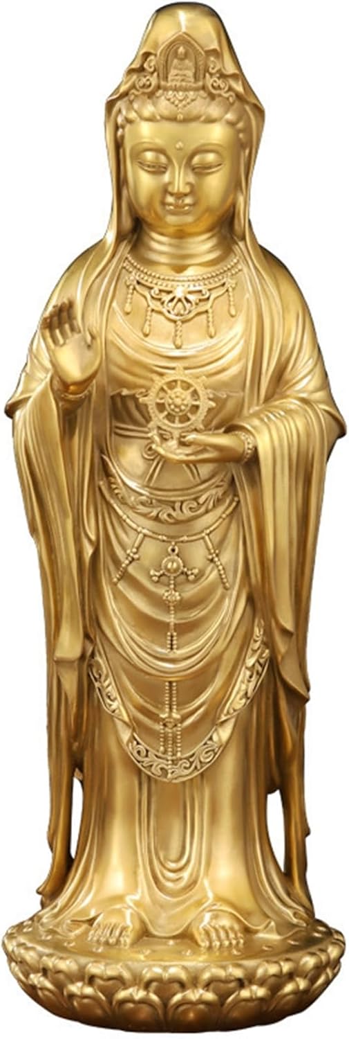 仏壇の飾りつけ 観音像 仏像 観音菩薩 風水グッズ 偶像 飾りつけ 厄除け 開運 金運引きあげる お引き立て華めく 手当て 縁起物 厄災除け 伝染病逃げ失せる 銅製 風水 室内装飾 開運グッズ 開運祈とう 差し上げ物 お年老い 敬老