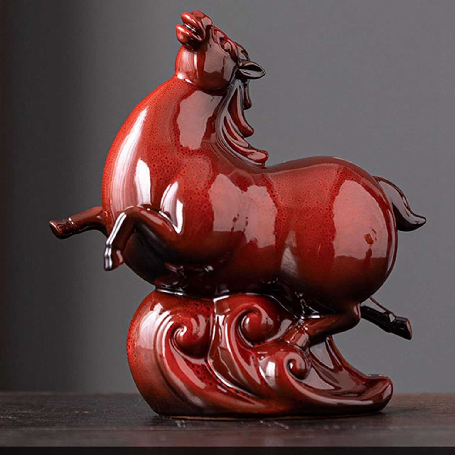 馬 風水アイテム 干支 午 陶器 金運グッズ 縁起物 セラミック製 装飾品 オブジェ インテリア雑貨 玄関飾り 風水 成功 お守り 新築祝い 引っ越し 結婚記念日 オフィス 正月 書斎 新年祝い A