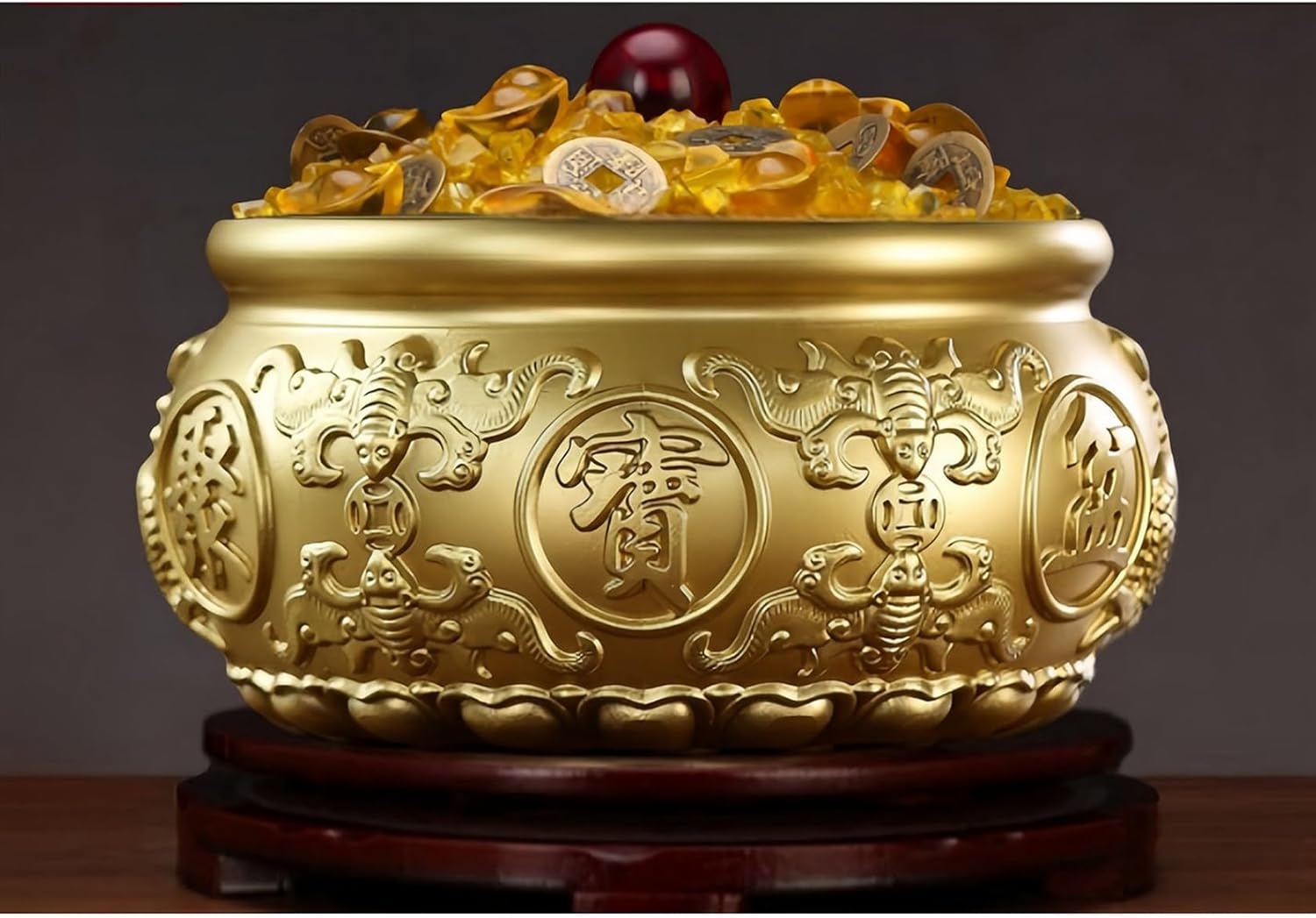 聚寶盆 風水グッズ 風水宝盆 宝鉢 銅製 金運引き上げる 御引き立て賑わう祈とう 賑わい 金管楽器製 財運 仕合わせ 土台付き添い人 飾りつけ 刻みつける シトリン 富と仕合わせ 賑わい かざり付ける品 縁起物 開店祝賀会 店飾りつけ 差し上げ物 差し上げ物 銅