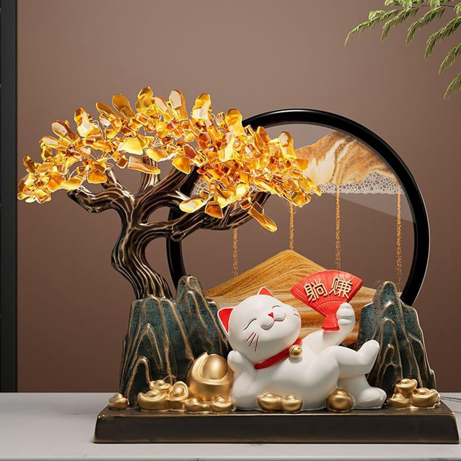 招き猫 サンドピクチャー 縁起物 風水グッズ 樹脂製 流砂画 招財 商売繁盛祈願 動く砂のアート インテリア 砂の絵 雑貨 砂時計 お祝い 動くインテリアアート 工芸品 開店祝い ギフト プレゼント|Funny Life 店