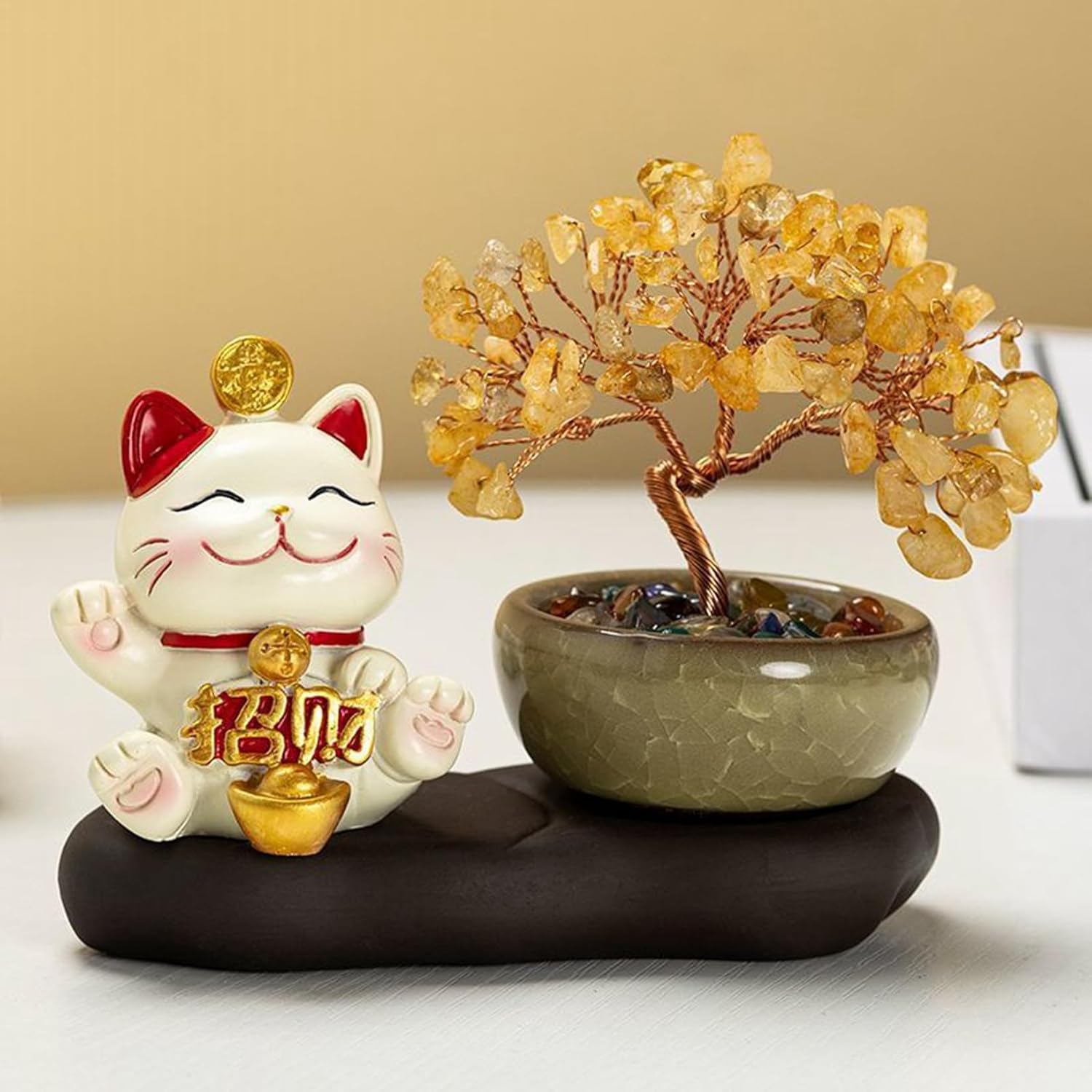 楽天市場】招き猫（水晶）1個 ねこ ネコ インテリア 置物 天然石