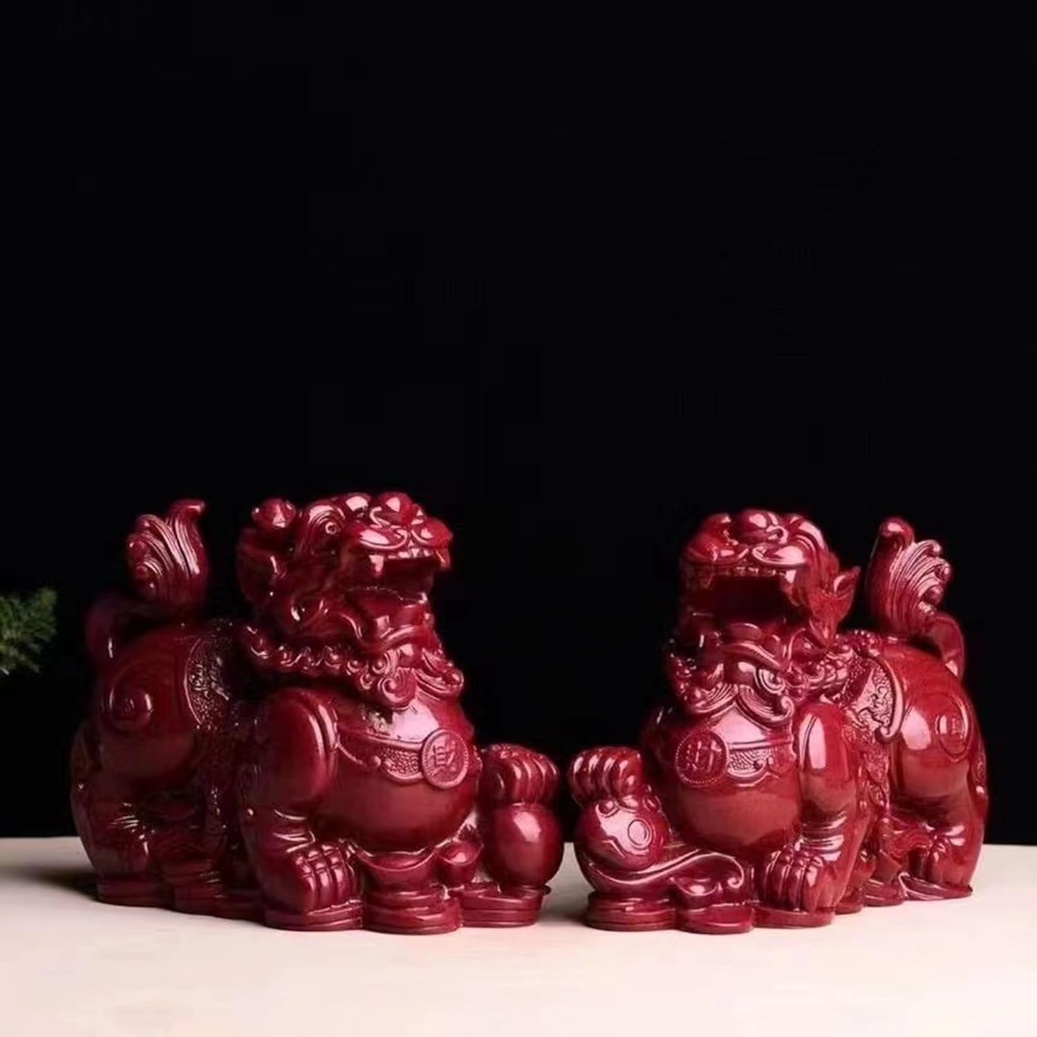一対 ペア 貔貅 風水グッズ 置物 木製 風水 招財 インテリア 開運祈願 商売繁盛祈願 金運祈願 金運アップ 運気アップ 木製彫刻 風水アイテム 厄除け お守り オフィス 開業 お礼 贈り物にも最適