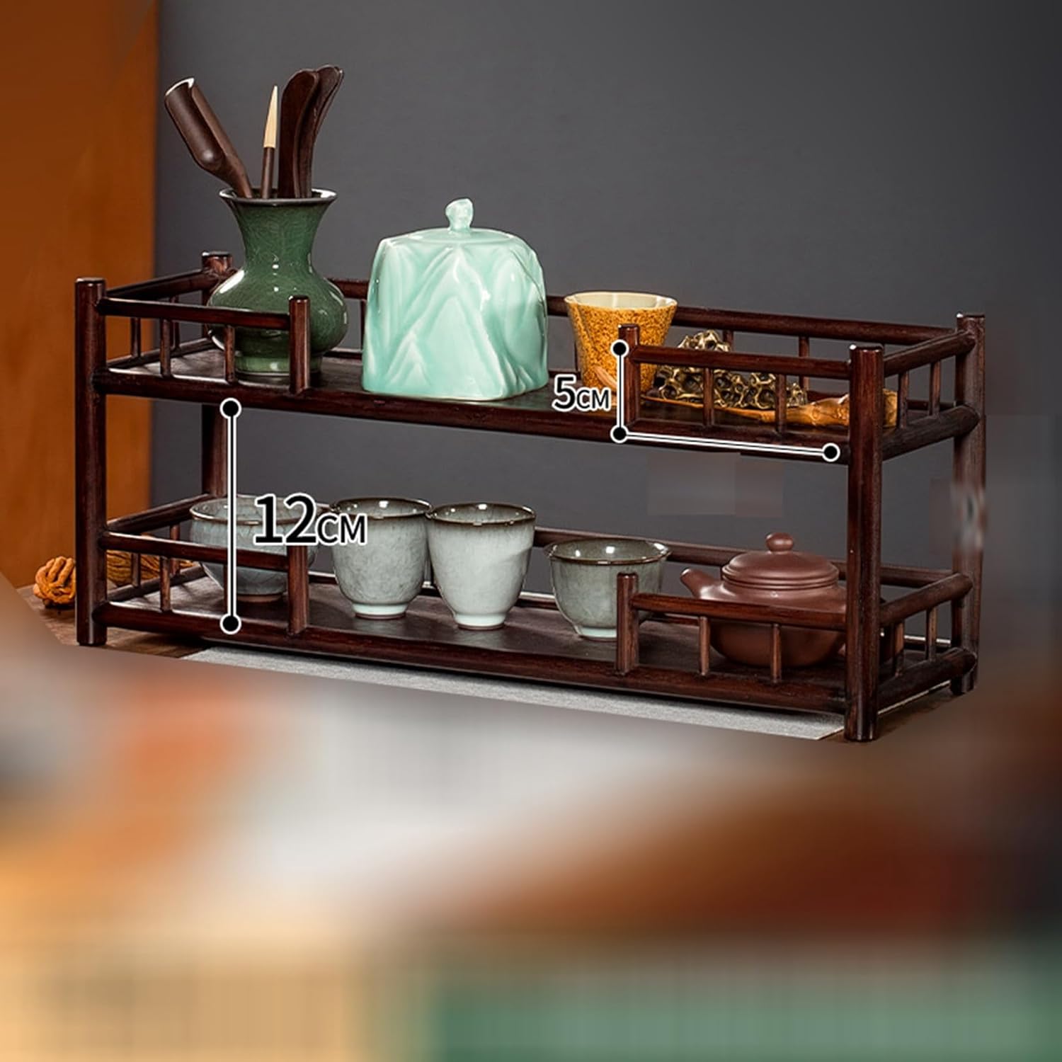 楽天市場】木製ラック ティーポット収納棚 ティーカップホルダー