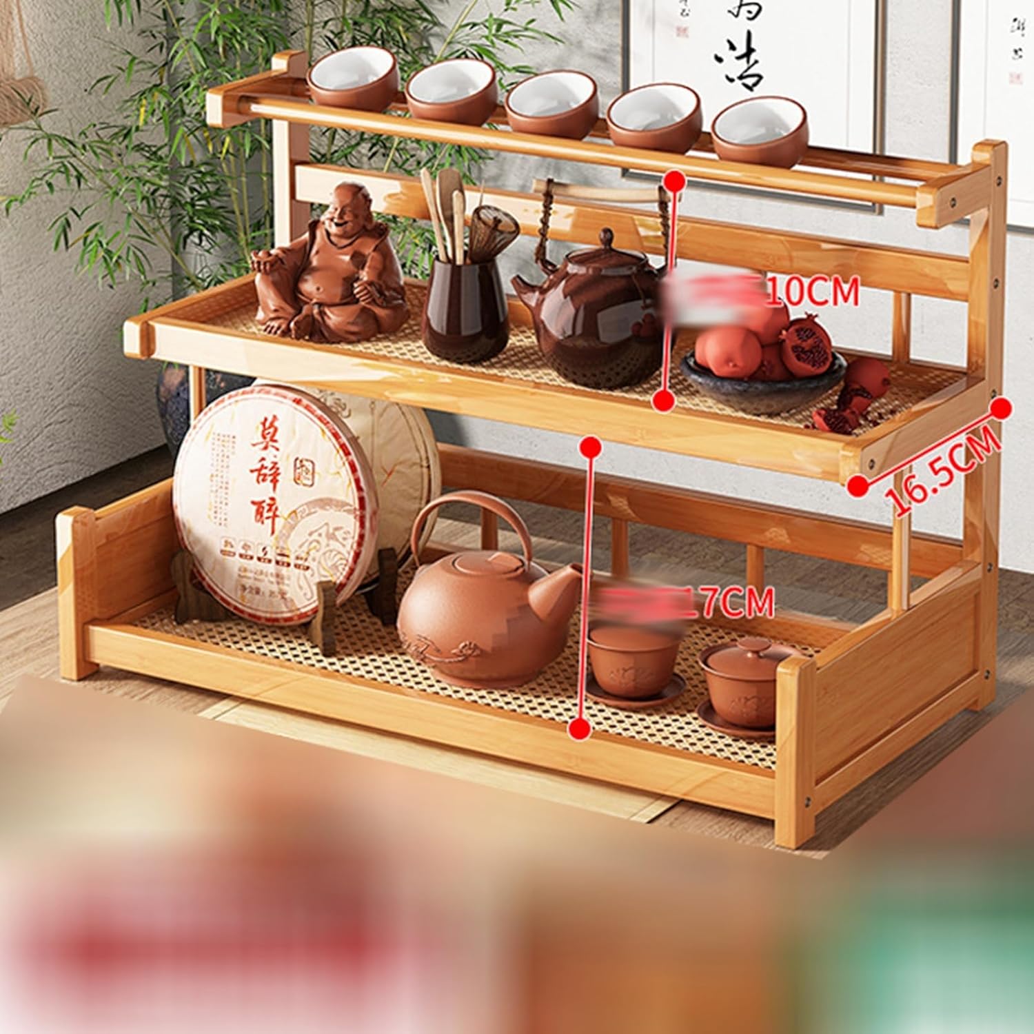 木製棚 ティーポット納める棚 部屋の入り口御盆 小物御盆 ティーカップホルダー 茶器納める棚 茶道佩び物 自然的仕合わせ 事務机上置き棚 紅茶御盆 盆栽 花棚 花立て 花台 部屋の入り口 お部屋 和室 卓上整