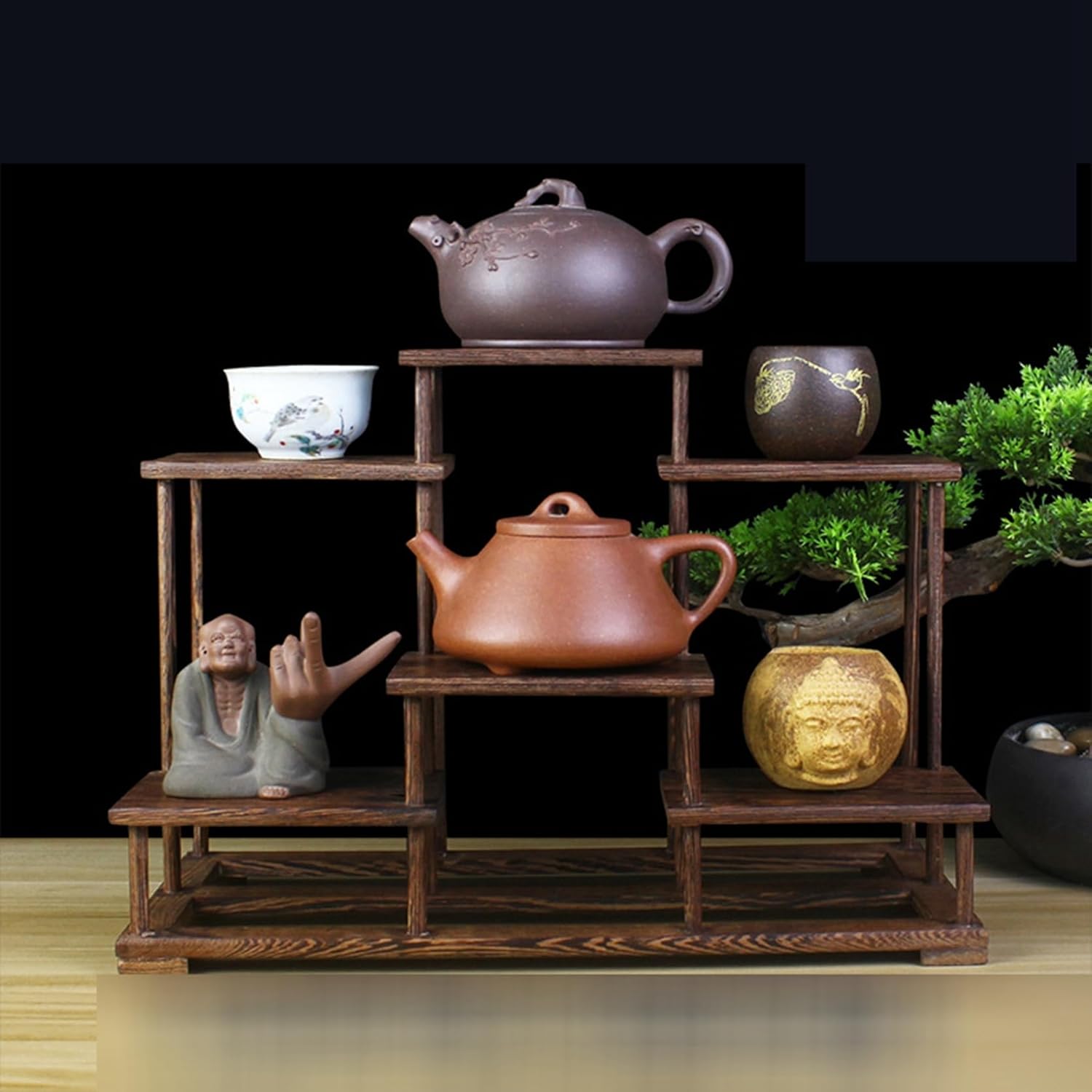 木製棚 茶器納める棚 紫檀木 鶏翅木 茶押し入れ 紅茶御盆 見せびらかす仕合わせ 今めかしい スパイス仕合わせ 茶道佩び物 アンティーク棚 調味料仕合わせ マルチ仕合わせ 棚花台 盆栽台 骨董品見せびらかす