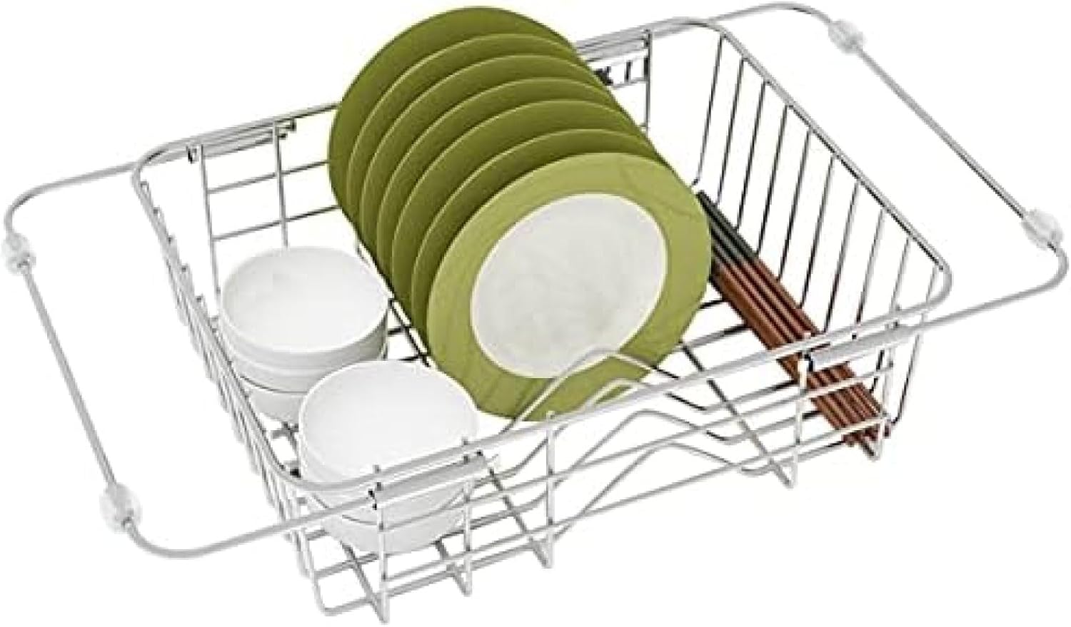水切りラック 水切りかご 伸縮水切りワイヤーバスケット 食器水切りラック 伸縮水切りラック スライド式 水切りかご 食器水切りかご 食器乾燥ラック キッチンラック ステンレス製