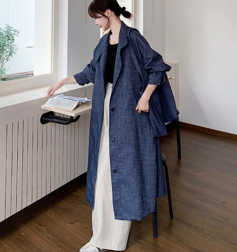 森 Gジャン ジャケット レディース アウター コート デニム ベルト付き トレンチコート マキシ丈 超ロング丈デニムコート 11,535円
