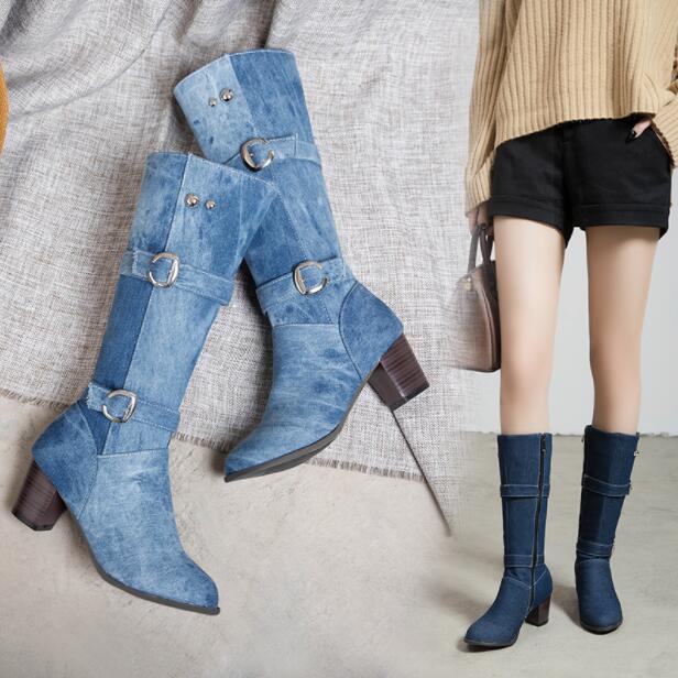 デニムニーハイブーツ 楽天市場】デニム ニーハイ ブーツ デニムブーツ 膝丈とロング丈