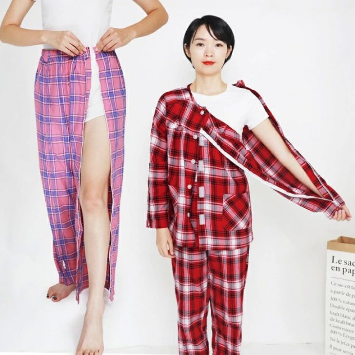 介護 綿100％ パジャマ ファスナー　全開 パジャマ 介護用 婦人 ミセス レディース 寝たきり介護 フルオープン　母の日ギフト レ