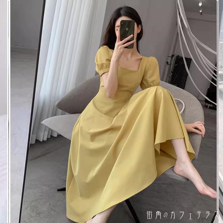 春夏 お出かけ ランチ ディナー お食事会 パーティー お呼ばれ ２次会 結婚式 黒 赤 黄色 ブラック レッド イエロー スクエアネ