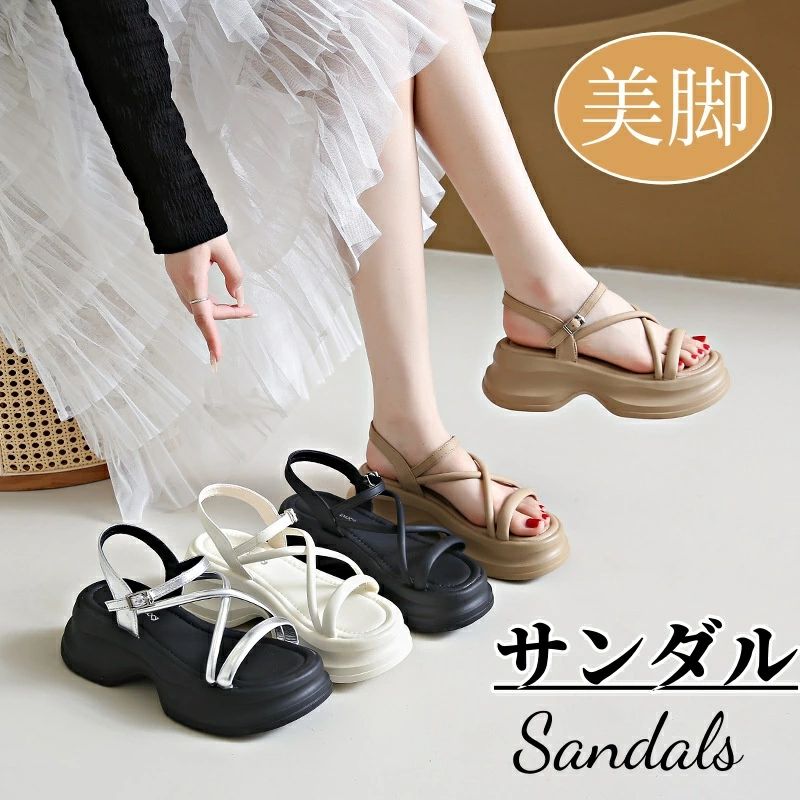 サンダル レディース 厚底 砂浜サンダル 疲れない 歩き分かりやすい 身の丈繰り上げる 好いたらしい 韓国風 美脚 厚底サンダル ファッションサンダ