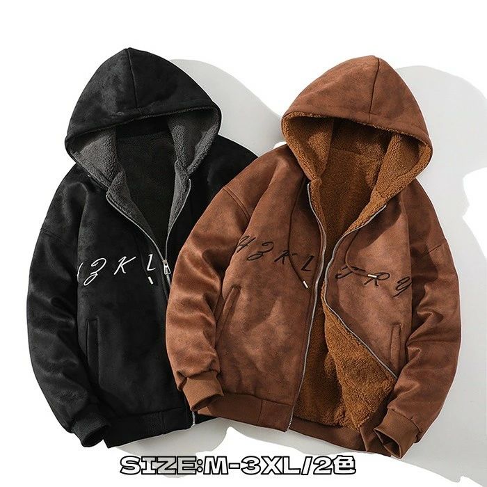 機車服 刺繍入り 可愛い 男性 革ジャケット 裏ボア カジュアルジャケット 厚手 レザージャケット ショート丈 フーディー メンズ 7,644円