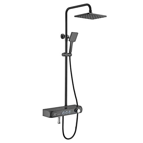 サーモスタット シャワー システム セット モダンなデジタル ディスプレイ シャワー ミキサー セット壁に取り付けられた黒いシャ｜東洋SHOP