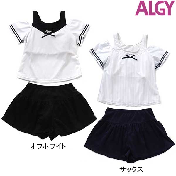 ALGY　アルジーレイヤード風トップス2Pセット水着125-165cm2023夏A3GG0133337071画像