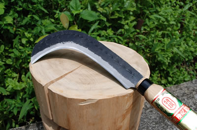 登型造林鎌 片刃(金モール380g)柄・取りまかなう付