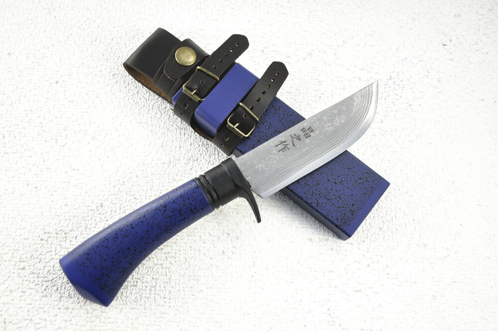 【取って置く申し付ける30-45日】【侍BLUE剣鉈 青黒チラシ漆拵】侍剣鉈 120 DM15青2 全曇 黒ツバ 柄：木鞘/柄 青艶消黒石目漆 【晶之作】★剣鉈 土佐切り手   アウトドア  狩り立てる 九寸五分★