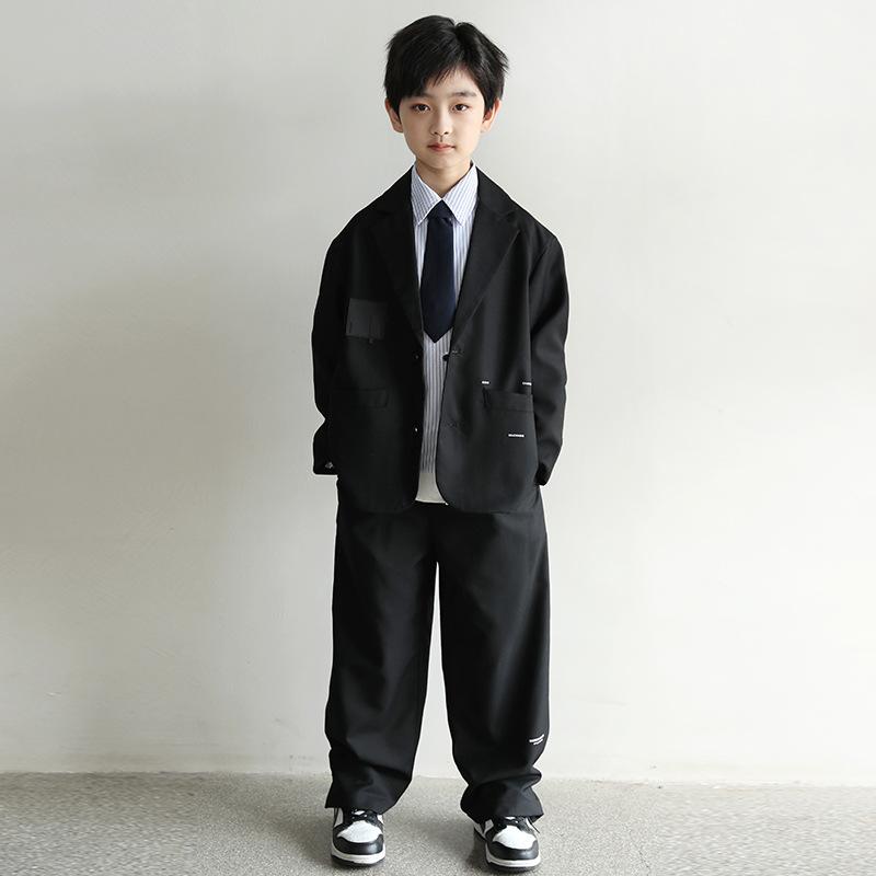 子供用スーツ 男の子 秋物 パンツセット 2点セット フォーマルウェア 上下セット 8歳以上140cm以上 綿95% 無地 カジュアルスタイル
