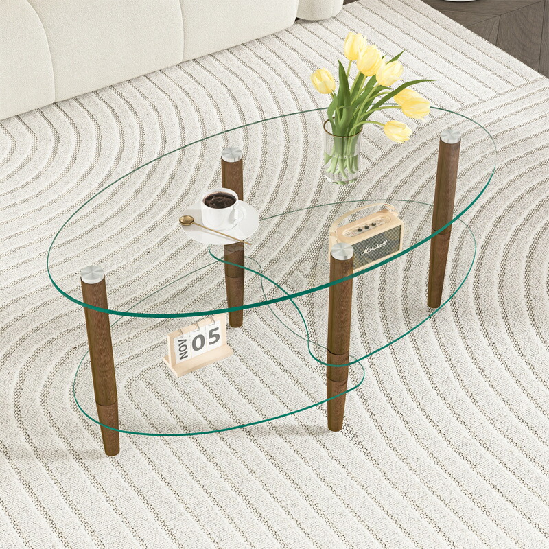 楽天市場】楕円形 ガラステーブル 単品 幅105×奥行60×高さ36cm