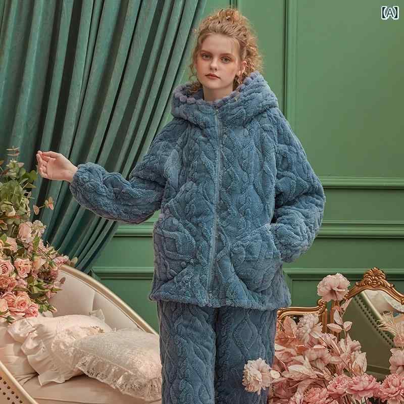 Chenxi 冬 厚手 暖かい フード かわいい キルティング パジャマ 長袖 ズボン セット 甘くて かわいい の ホーム 服 11,293円