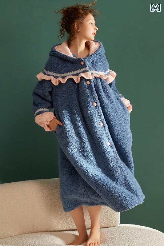 Chenxi パジャマ ネグリジェ レディース 秋冬 コーラル フランネル ロング 厚手 かわいい フード 暖かい ホーム 服 8,892円
