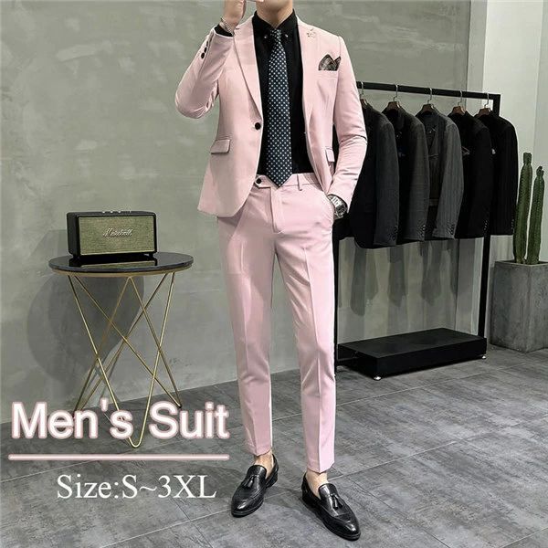 【新品発売期間限定特価】紳士服 面接 メンズスーツ 無地 1ボタン 二次会 結婚式 パーティー メンズ シンプル シングル ピンクスーツ 謝恩会 大きいサイズ オシャレ ビジネススーツ おしゃれスーツ 男性用 細身 スリムスーツ 就職活動 結婚式|ドリームペット