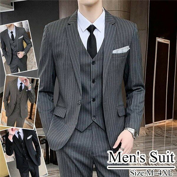 オリヒカ　ストライプ　パンツスーツ　背抜き　フォーマル　ビジネス　グレー　M lz260438737_1.jpg