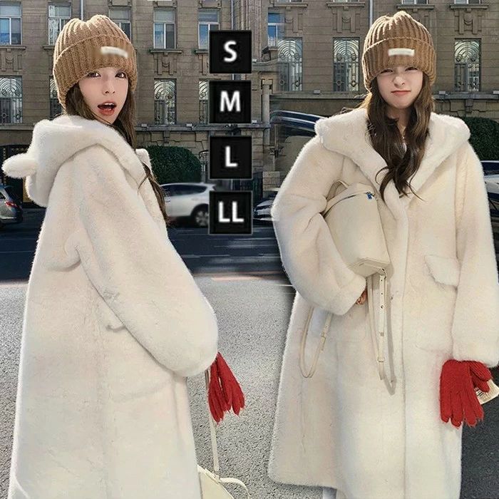 ファーコート フェイクファー コート レデイース ファー  くま くま耳 ボアブルゾン 防寒コート ロング丈 冬 長袖 ゆったり 軽量 防風 防寒 ふんわり 暖かい あったか 柔らかい ショート丈 モコモコ 韓国風 きれいめ アウター カジュアル 秋冬 白 lz260507715_1.jpg