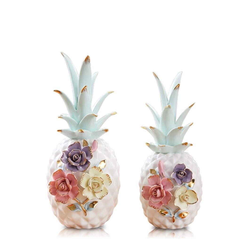 かざり付ける品 2PCSパイナップル陶物作りかざり付ける芸術室内装飾身寄りやオフィスデスクデコレーション 彫像