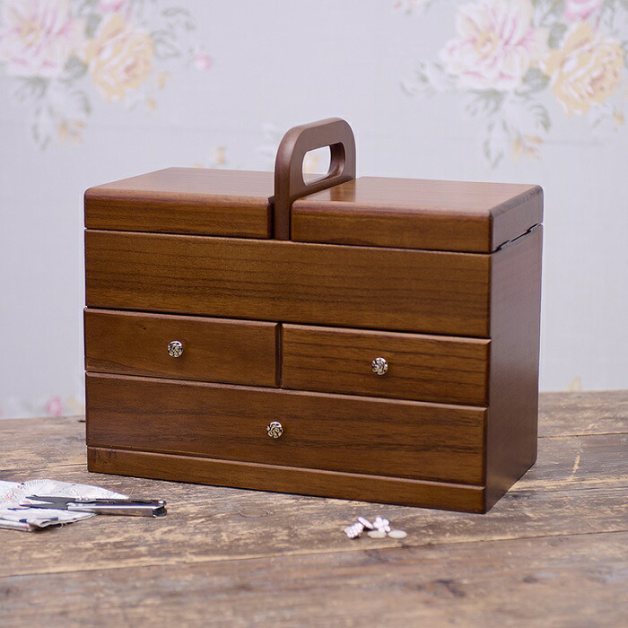 みずの様　ソーイングボックス完成品 楽天市場】ソーイングボックス 木製 Mサイズ 裁縫箱 ウッド 日本製