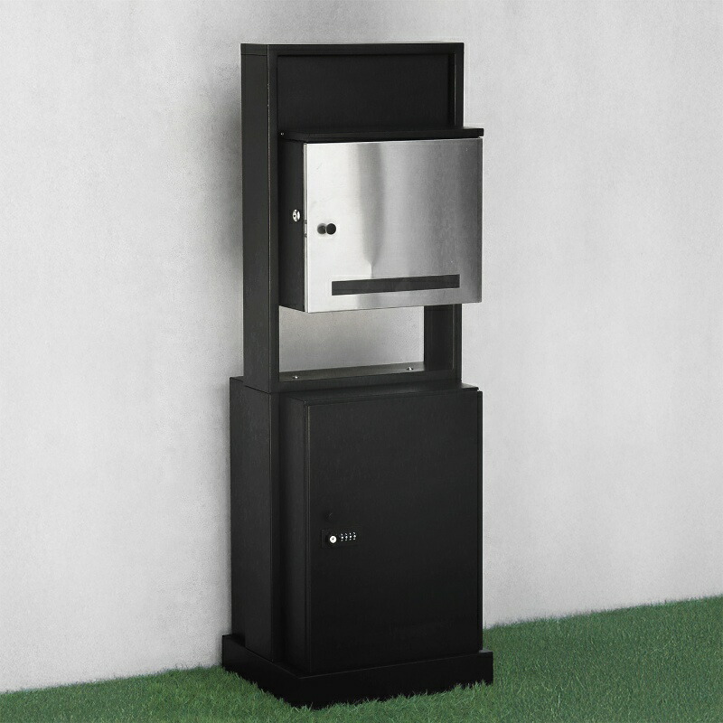 門柱型宅配ボックス付ポスト Franca フランカ　ブラック　こちらの商品はメーカー直送のため（代引き不可）