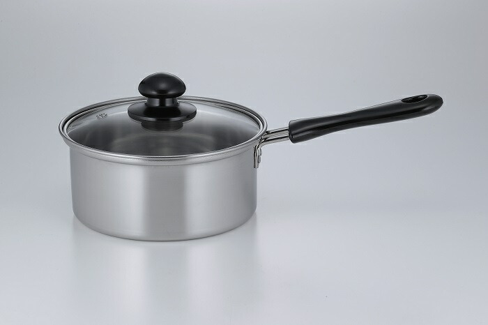 楽天市場】カクセー ステンレス片手鍋 16cm ガラス蓋付 IH対応