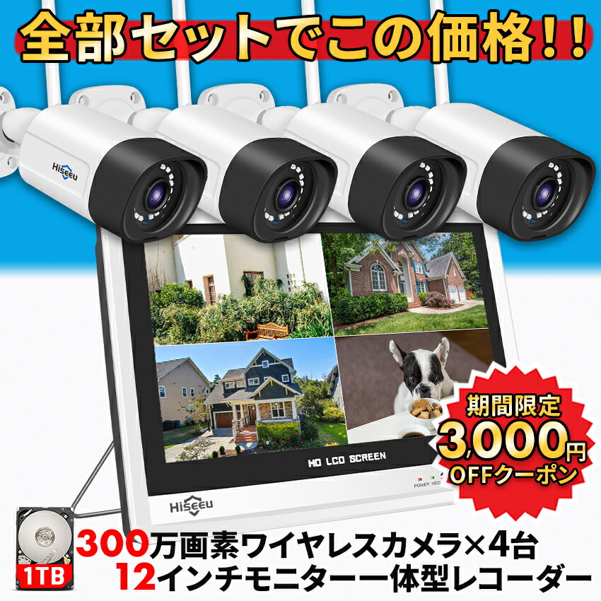 DKSHIW防犯カメラセット 500万画素＆録音】DKSHIW POE給電式 防犯カメラセット12.5インチ