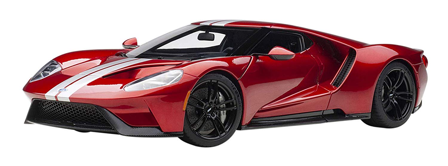 AUTOart 1/18 ジェラルド・r・フォード GT 2017 メタリック・赤いこと/しろがね色・縞模様 オート美術