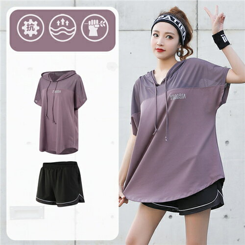 ランニングウェア レディース 2点セット 春夏 セット ウェア おしゃれ 可愛い かわいい トレーニングウェア ジムウェア ジム ヨガウェア スポーツウエア 女性 秋冬 トップス 夏 半袖tシャツ ショートパンツ 吸汗速乾 ブルー 黒 紫 パープル 最も信頼できる