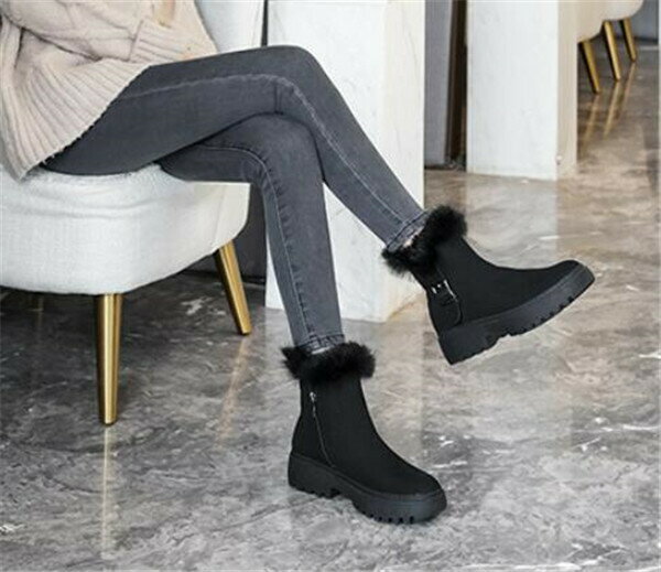 卸し売り購入 レディース ムートンブーツ スノーブーツ ムートン ラウンドトゥ もこもこ 大きいサイズ ボアブーツ ファーブーツ 黒 ブラック 内ボア フラットヒール 痛くない 防滑 防寒 あたたかい 21 5センチ 26 5センチ 可愛い おしゃれ レディースショートブーツ Mda
