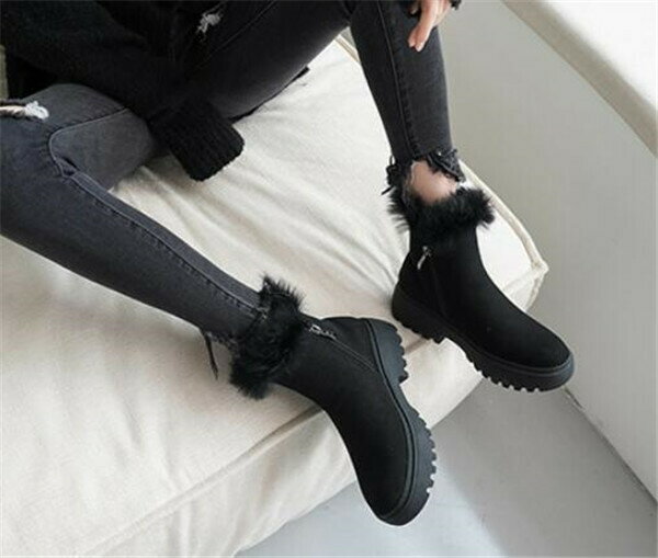 卸し売り購入 レディース ムートンブーツ スノーブーツ ムートン ラウンドトゥ もこもこ 大きいサイズ ボアブーツ ファーブーツ 黒 ブラック 内ボア フラットヒール 痛くない 防滑 防寒 あたたかい 21 5センチ 26 5センチ 可愛い おしゃれ レディースショートブーツ Mda