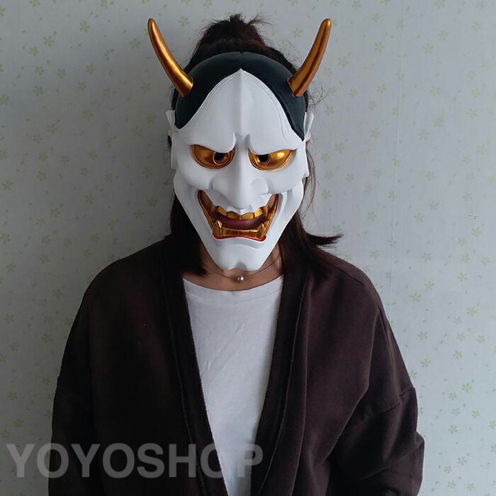 仮面 般若のお面 樹脂 ハロウィン はんにゃ お面 マスク コスプレ 能面 お祭 鬼 節分 和風 cosplay 仮装パーティ クリスマス 舞踏会 インテリア 伝統 飾り 壁掛け 大サイズ 白 赤 銅 銀