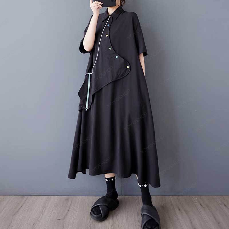 シンプルカジュアル 着痩せ効果 かわいい シャツワンピース ロングワンピースワンピース大きいサイズ大きいサイズワンピース