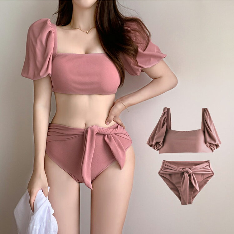 Swimsuit Bikinis, Korean Style, Small Bust, Women's Swimsuit, 2 Piece Set, Body Cover, Tankini, Sexy, Cute, Stylish, Tummy, Butt, Thigh Cover Up, Padded, Modest Exposure, Korean Style, High School Student, College Student, Pool, Ocean Trip, Teens, 20s, 30s, M L XL, Pink, Large Size Fashion