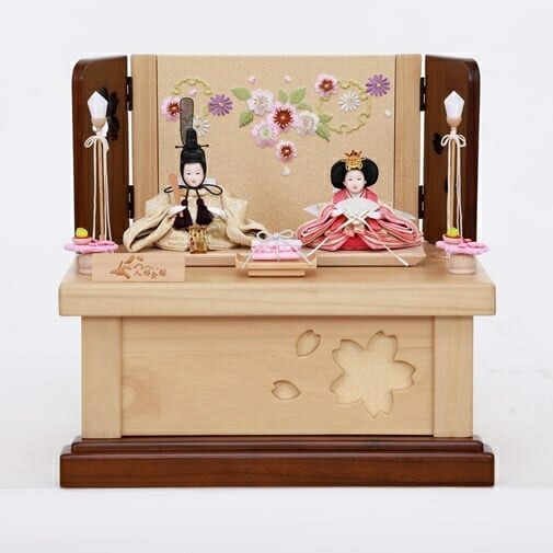 【雛人形】収納飾り 親王飾り「ナチュラル木目桜刺繍」ひな人形 ひな祭り お雛様 おしゃれ トイザらス・ベビーザらス限定【メーカー直送】