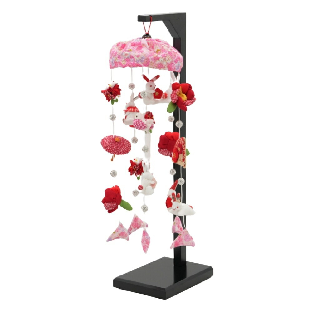 【雛人形】クリスタル付 つるし飾り（ピンク）高さ42cm (351933)つるし雛 ひな人形 ひな祭り お雛様 おしゃれ【メーカー直送】