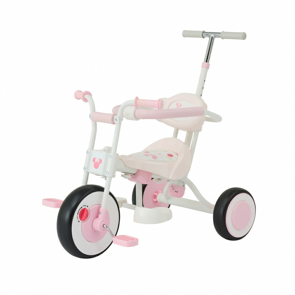 ディズニー ピュアライド ミニー ハンドル付き 子供三輪車（ピンク）アイデス 1.5歳 かじとり おしゃれ トイザらス限定