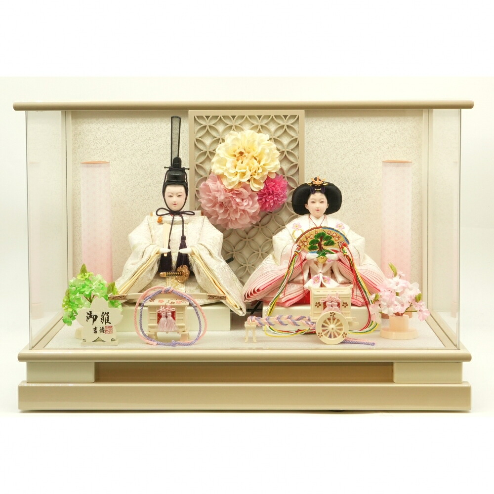 【雛人形】ケース親王飾り「花飾りグレージュパノラマアクリル」（322979）｜トイザらス・ベビーザらス
