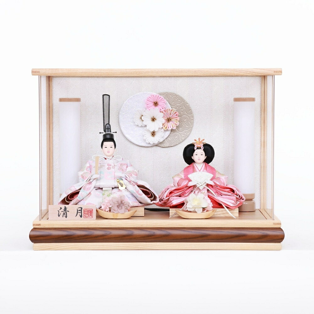 【雛人形】ケース親王飾り 花尽しアクリルケース