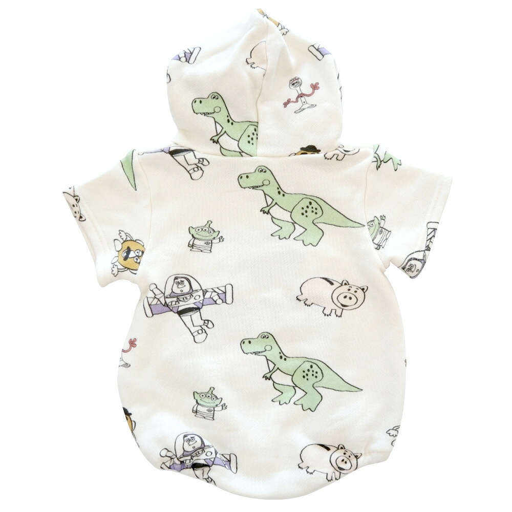 楽天市場 ベビーザらス限定 ディズニー 半袖ゆるロンパース フード付き ロゴさがら刺繍 トイストーリー ナチュラル 70cm トイザらス ベビーザらス