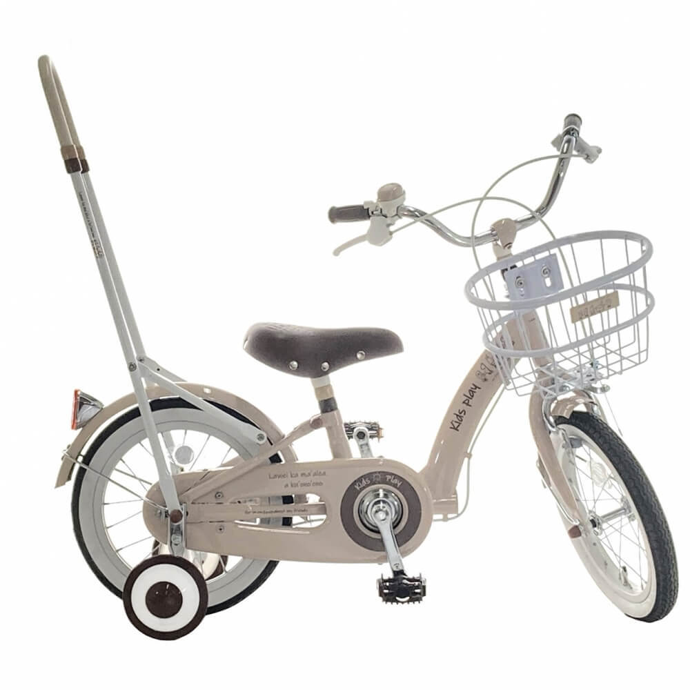 14インチ 身長85〜95cm 子供用自転車 キッズプレイ（ベージュ）手押し