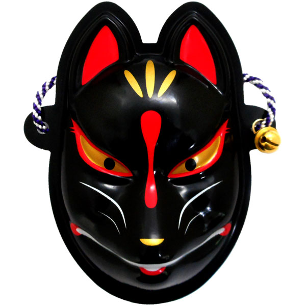 【和小物】【髪飾り】飾り用ミニお面　狐面　黒