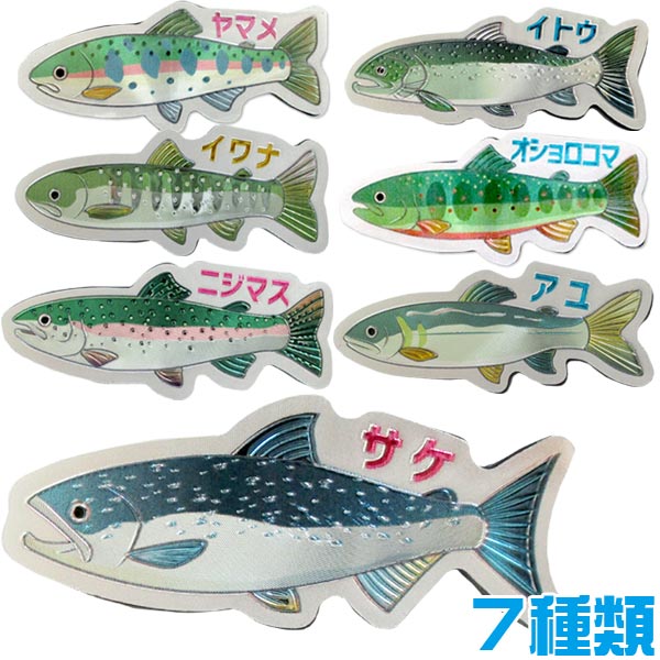 楽天市場 マグネット メール便可 エッチング ダイカット マグネット 川魚 7種 おもちゃ グッズ 磁石 文房具 雑貨 お土産 プレゼント ギフト 贈り物 父の日 母の日 敬老の日 釣り 渓流釣り 子ども キッズ 川魚 淡水魚 鮎 岩魚 虹鱒 伊富魚 鮭 山女魚 おしょろこま