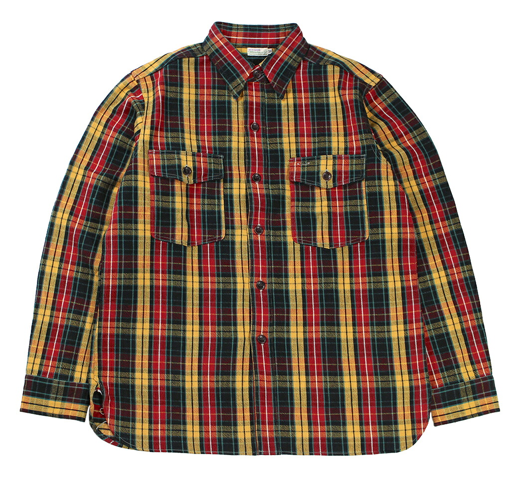 WAREHOUSE & CO. ["Lot 3022 FLANNEL SHIRTS WITH CHINSTRAP F柄 ONE WASH" レッド&times;イエロー size.36,38,40,42]｜TRACK 店