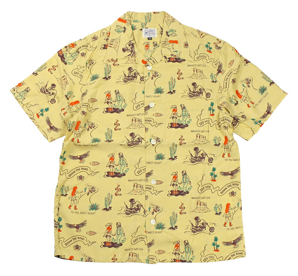 WESTRIDE [-TX SOUVENIR SHORT SHIRTS- YLW size.36,38,40,42,44]